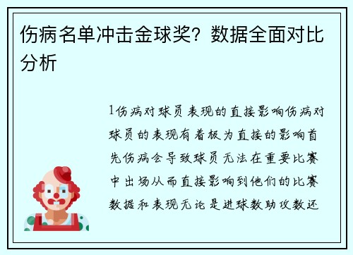 伤病名单冲击金球奖？数据全面对比分析